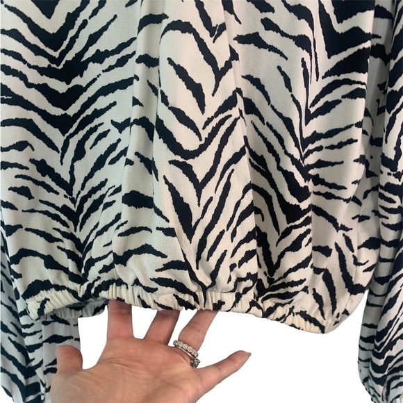 Generation Love Zebra Print V-Neck Blouse - Picture 6 of 12